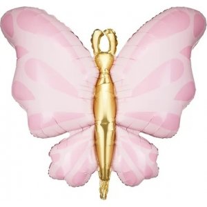 Folieballong - Fjäril - Rosa