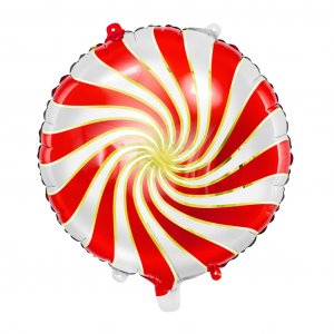Folieballong - Swirl - Röd/Guld/Vit