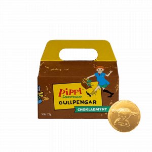 Pippi Långstrumps kappssäck- Guldpengar i choklad - 75 g