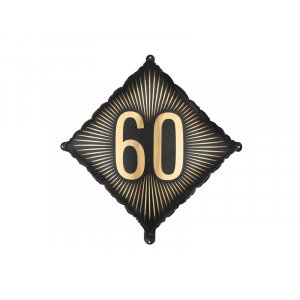 Folieballong - Kvadrat - Svart/Guld - 60