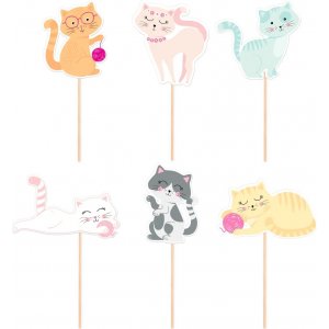 Cake picks - Pastellkatter - 6 st