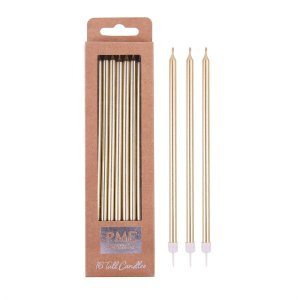 Extra långa tårtljus - 18 cm - Guld - 16 stycken