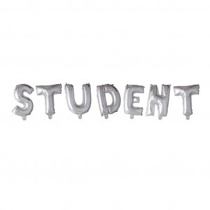 Bokstavsballonger - Student - Silver - 40 cm