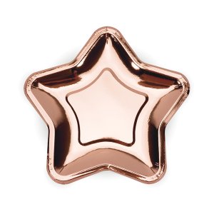 Desserttallrikar - Stjärna - Roséguld - 6-pack