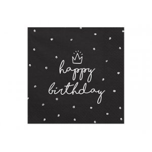 Servetter - Happy Birthday - Svart - 20-pack