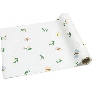 Bordslöpare - Fjärilar och blommor - Vit - 5m