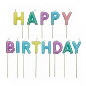 Tårtljus - Happy Birthday - Pastellmix