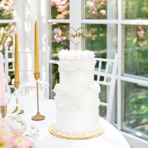 Cake Topper - Mr & Mrs - Hjärta - Guld