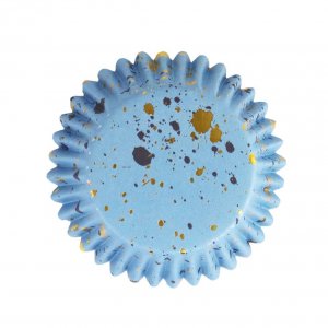 Muffinsformar - Folie - Blå/Guldstänk - 30-pack