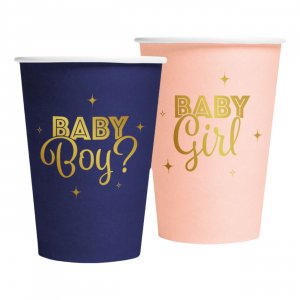 Pappmuggar Gender Reveal - Rosa och blå - 8-pack