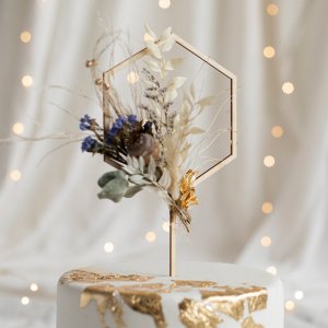 Cake topper - Trä - Hexagon