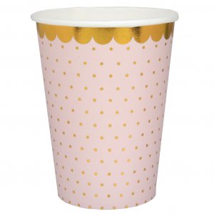 Pappmuggar - Prickig med guld - Rosa - 10-pack