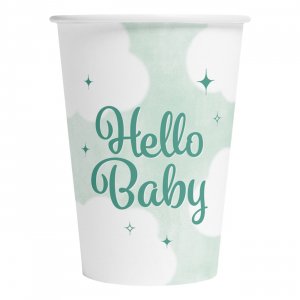 Pappmuggar Hello Baby mintgrön 8-pack
