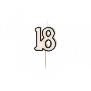Tårtljus/Födelsedagsljus - 18 - Svart/Vitt - 5,5 cm