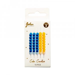 Tårtljus - Blå/Gul - 10-pack