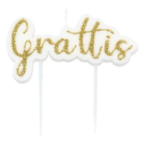 Tårtljus - Grattis - Guldglitter