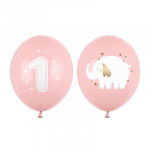 Ballonger - 1 år - Ljusrosa/Elefant - 50-pack