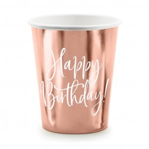Pappmuggar - Happy Birthday - Roséguld - 6-pack