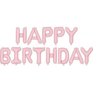 Ballonggirlang - Happy Birthday - Ljusrosa
