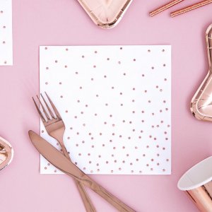 Servetter - Polka dot - Roséguld - 20-pack