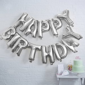 Ballonggirlang - Happy Birthday - Silver