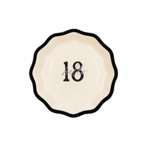 Papptallrikar - Hello 18 - Svart/Vit - 18 cm - 6-pack