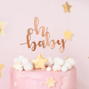 Cake topper - 25 cm - Oh Baby - Roséguld
