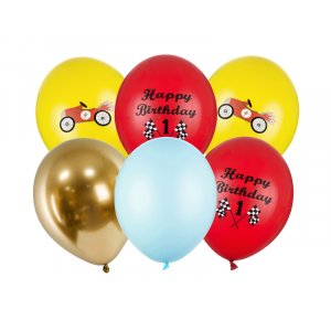 Ballongbukett - Happy Birthday - Racing - 6-pack