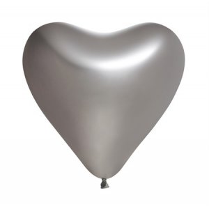 Chromeballonger - 5-pack - Hjärta - Silver