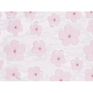 Bordslöpare - Tyll med blommor - Rosa- 5m