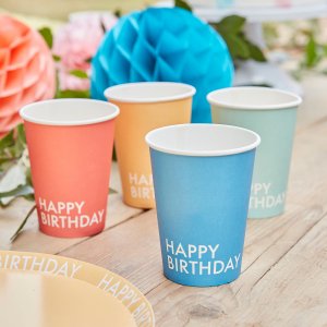 Pappmuggar - Happy Birthday - 8-pack