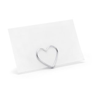 Korthållare - Hjärtan - Silver - 10-pack