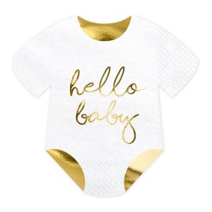 Servetter - Babybody - Vit/Guld - 20-pack