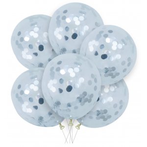 Konfettiballonger - Silver - 6-pack - 30 cm