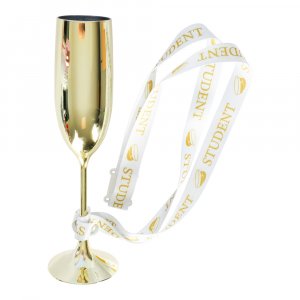 Champagneglas med band - Student - Guld