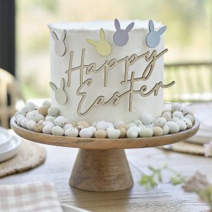 Cake topper / Mirror topper - Happy easter - Trä