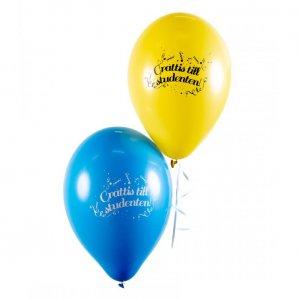 Ballonger - Grattis till studenten - Gul/Blå - 25-pack