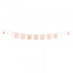 Vimpel med tassels - Oh Baby - Ljusrosa/Guld