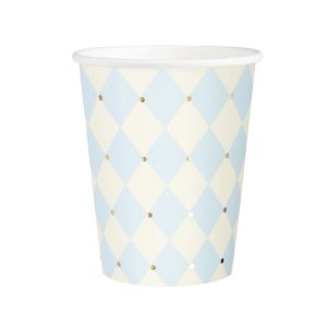 Pappmuggar - Rutor - Blå/Guld - 6-pack