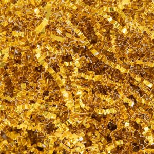 Strimlat fyllnadspapper till presentpåsar/askar - Guldmetallic - 50 g