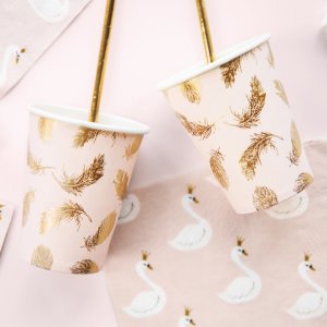 Pappmuggar - Guldfjädrar - Lovely Swan - 6-pack