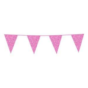 Vimpelgirlang - Glitter - Ljusrosa - 6m