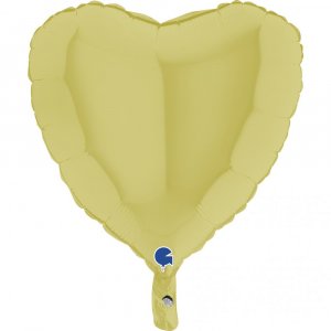 Foliehjärta - Matt pastell - Ljusgul - Storlek: 46cm