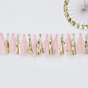 Tasselgirlang - Rosa/Guld