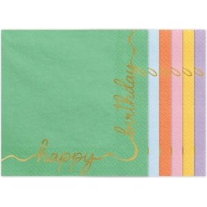 Servetter - Happy Birthday - Mixade färger - 12-pack