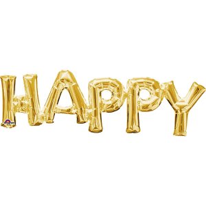 Folieballong - Happy - Guld