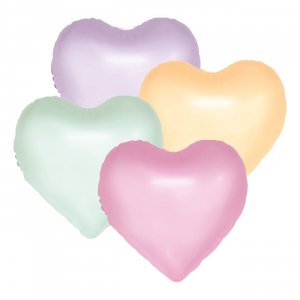 Folieballonger - Pastellfärgade hjärtan - 46 cm - 4-pack