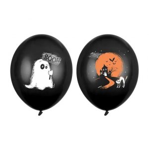 Ballonger -Halloween Svarta - Spöke och spökhus- 6-pack