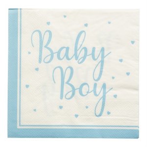 Servetter - Baby Boy - Blå/Vit - 16-pack