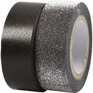 Washitejp - Svart/Glitter - 2-pack